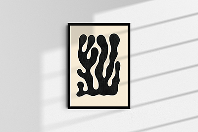 Abstract Coral Art Print Poster I Modern Minimalist Black Wall Decor Abstract Coral Art Print Poster I Modern Minimalist Black Wall Decor