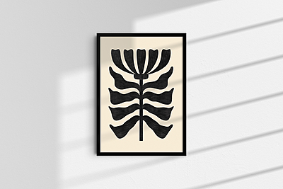 Black Abstract Floral Art Print I Modern Manimalistic Poster Black Abstract Floral Art Print I Modern Manimalistic Poster