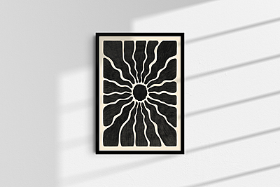 Black White Sunburst Poster I Retro Wall Art Black White Sunburst Poster I Retro Wall Art