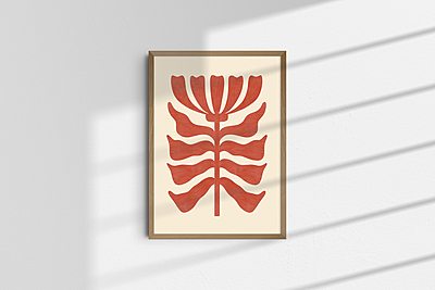 Warm Red Floral Poster - Abstract Botanical Art Warm Red Floral Poster - Abstract Botanical Art