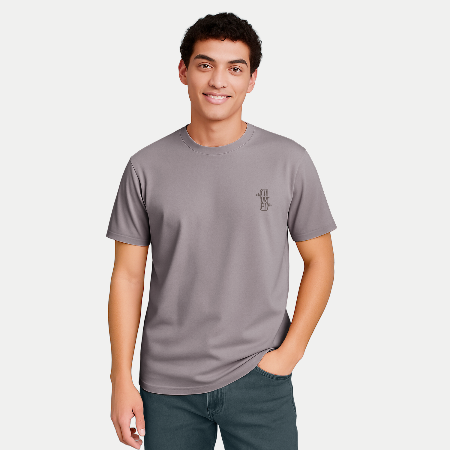 Churrpi Plain T-shirt For Men | Ash Grey Churrpi Plain T-shirt For Men | Ash Grey