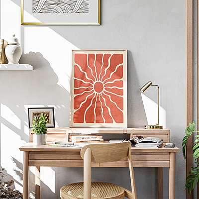 Warm Tone Sunburst Art Print Poster I Retro Inspired Wall Decor Warm Tone Sunburst Art Print Poster I Retro Inspired Wall Decor
