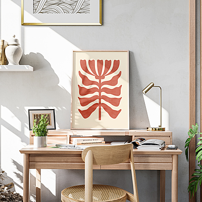 Warm Red Floral Poster - Abstract Botanical Art Warm Red Floral Poster - Abstract Botanical Art