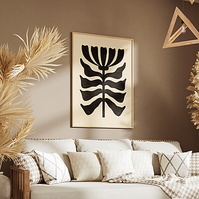 Black Abstract Floral Art Print I Modern Manimalistic Poster Black Abstract Floral Art Print I Modern Manimalistic Poster