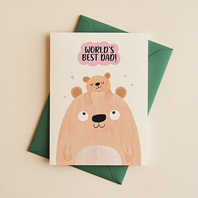 World's Best Dad! Bear Card I Perfect Father's Day Gift for Dad World's Best Dad! Bear Card I Perfect Father's Day Gift for Dad