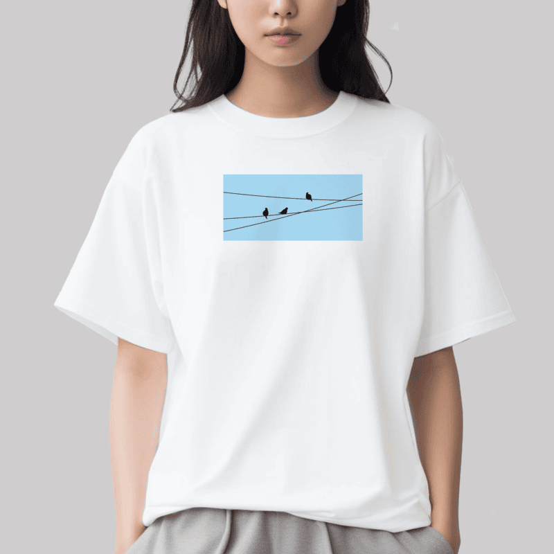 Birds on Wire | Unisex Oversized Graphic Tee | 100% Cotton Birds on Wire | Unisex Oversized Graphic Tee | 100% Cotton