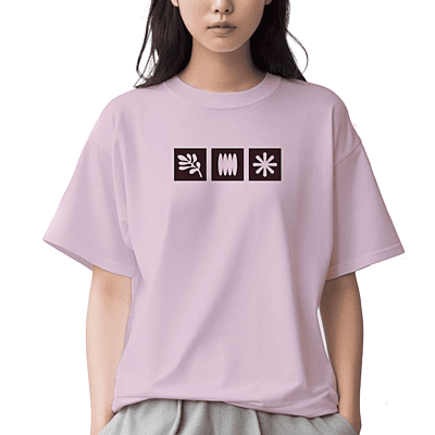 Pink T-Shirt with 3 Black Symbols | Unisex Oversized Graphic Tee | 100 % Cotton Pink T-Shirt with 3 Black Symbols | Unisex Oversized Graphic Tee | 100 % Cotton