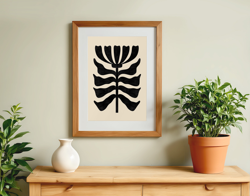 Black Abstract Floral Art Print I Modern Manimalistic Poster Black Abstract Floral Art Print I Modern Manimalistic Poster