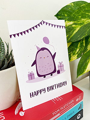 Cute Penguin Birthday Card | Illustrated Happy Birthday Greeting Card Cute Penguin Birthday Card | Illustrated Happy Birthday Greeting Card