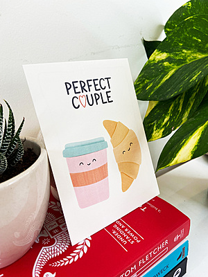 Perfect Couple Coffee & Croissant Greeting Card Perfect Couple Coffee & Croissant Greeting Card