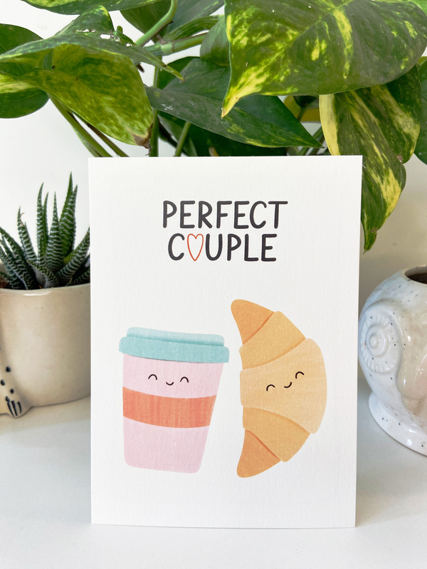 Perfect Couple Coffee & Croissant Greeting Card Perfect Couple Coffee & Croissant Greeting Card