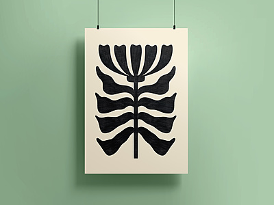 Black Abstract Floral Art Print I Modern Manimalistic Poster Black Abstract Floral Art Print I Modern Manimalistic Poster