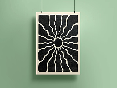 Black White Sunburst Poster I Retro Wall Art Black White Sunburst Poster I Retro Wall Art