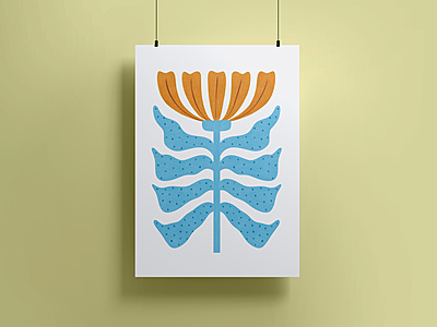 Blue Orange Floral Poster I Abstract Botanical Art Blue Orange Floral Poster I Abstract Botanical Art