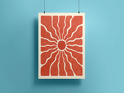 Warm Tone Sunburst Art Print Poster I Retro Inspired Wall Decor Warm Tone Sunburst Art Print Poster I Retro Inspired Wall Decor