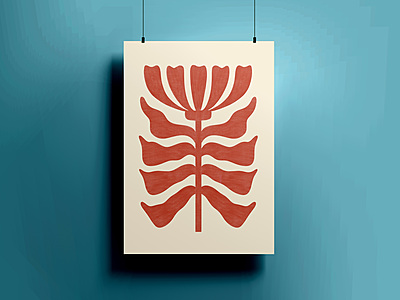 Warm Red Floral Poster - Abstract Botanical Art Warm Red Floral Poster - Abstract Botanical Art