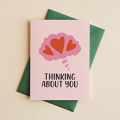 Thinking About You Card I Cute heart illustrations Thinking About You Card I Cute heart illustrations