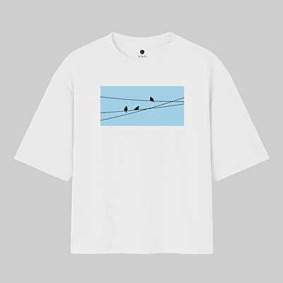 Birds on Wire | Unisex Oversized Graphic Tee | 100% Cotton Birds on Wire | Unisex Oversized Graphic Tee | 100% Cotton