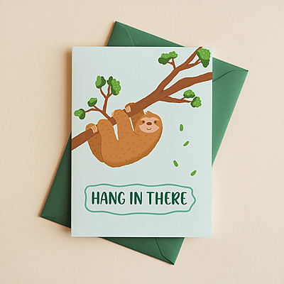 Hang In There Greeting Card I Cute Sloth Illustration for Encouragement & Support Hang In There Greeting Card I Cute Sloth Illustration for Encouragement & Support