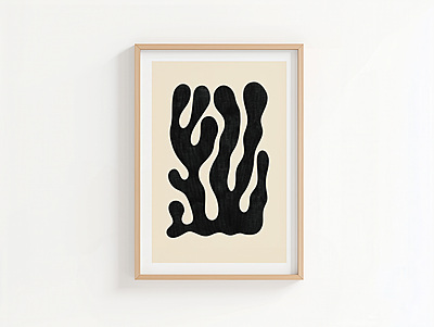 Abstract Coral Art Print Poster I Modern Minimalist Black Wall Decor Abstract Coral Art Print Poster I Modern Minimalist Black Wall Decor