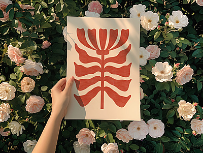 Warm Red Floral Poster - Abstract Botanical Art Warm Red Floral Poster - Abstract Botanical Art