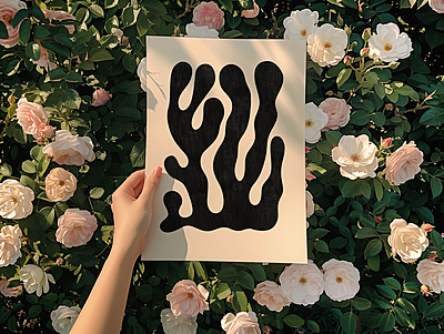 Abstract Coral Art Print Poster I Modern Minimalist Black Wall Decor Abstract Coral Art Print Poster I Modern Minimalist Black Wall Decor